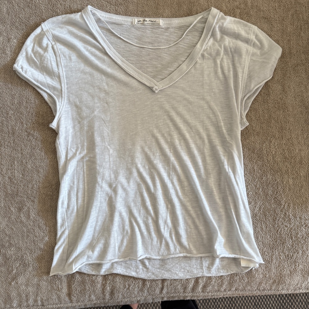 We The Free Soft White V-Neck Tee